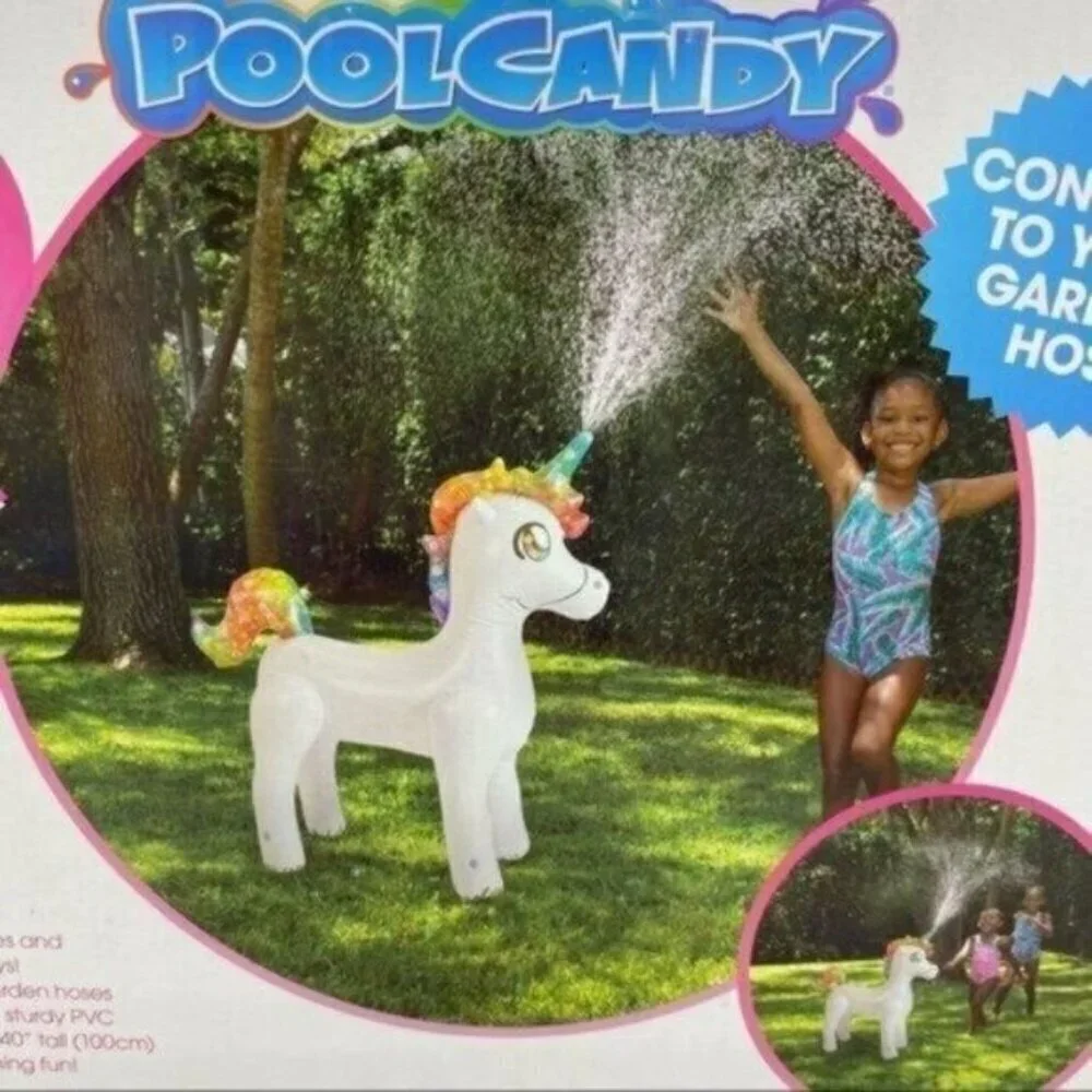 Pool Candy Unicorn Sprinkler Inflatable NEW